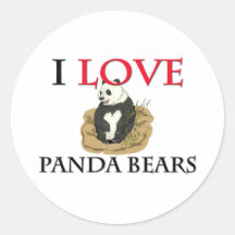 J'aime des ours panda adhésifs ronds
