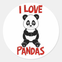 J'aime des pandas adhésif rond