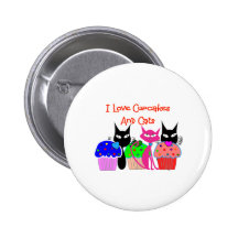 "J'aime des petits gâteaux et des chats"--Cadeaux  Badge