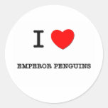 J'aime des PINGOUINS d'EMPEREUR Autocollant Rond