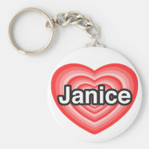 J'aime Janice. Je t'aime Janice. Coeur Porte-clef