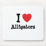 J'aime la coutume de coeur d'alligators personnali tapis de souris