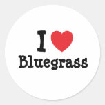 J'aime la coutume de coeur de Bluegrass personnali Adhésif Rond
