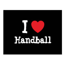 J'aime la coutume de coeur de handball personnalis cartes postales