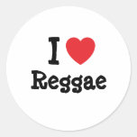J'aime la coutume de coeur de reggae personnalisée autocollants ronds