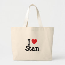 J'aime la coutume de coeur de Stan personnalisée Sacs