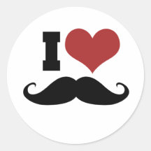 J'aime la moustache adhésif rond