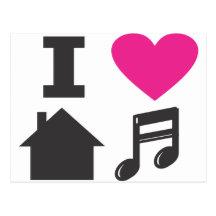 J'aime la musique de maison cartes postales