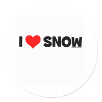 J'aime la neige adhésif rond