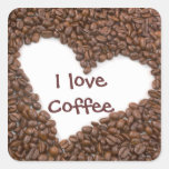 J'aime le café autocollant carré