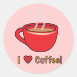 J'aime le café ! autocollant rond