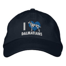 J'aime le chapeau brodé par Dalmates (bleu)