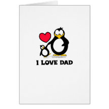 J'aime le coeur de pingouin de papa carte