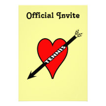 J'aime le coeur de tennis invitations personnalisées