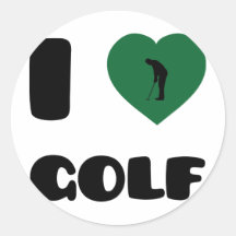 J'aime le golf autocollant rond