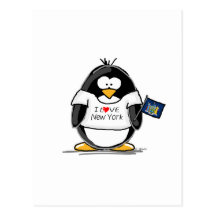 J'aime le pingouin de New York Cartes Postales