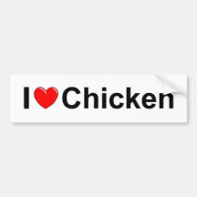 J'aime le poulet (de coeur) autocollant pour voiture