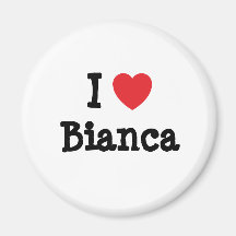 J'aime le T-shirt de coeur de Bianca Magnets Pour Réfrigérateur