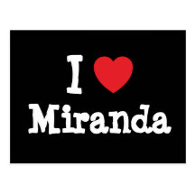 J'aime le T-shirt de coeur de Miranda Cartes Postales