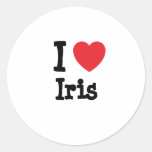 J'aime le T-shirt de coeur d'iris Autocollants
