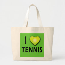 J'aime le tennis avec le coeur de balle de tennis sac en toile