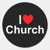 J'aime l'église (de coeur) autocollants