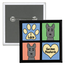 J'aime les bergers allemands badges avec agrafe
