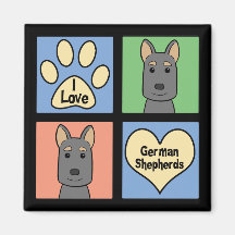 J'aime les bergers allemands magnets pour réfrigérateur