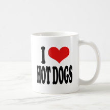 J'aime les hot-dogs tasse à café