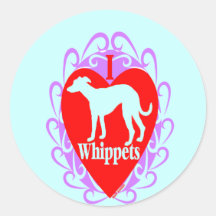 J'aime les whippets B Autocollants