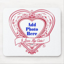 J'aime mes chats ! Coeurs de rouge de photo Tapis De Souris