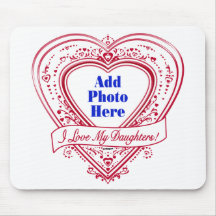 J'aime mes filles ! Coeurs de rouge de photo Tapis De Souris