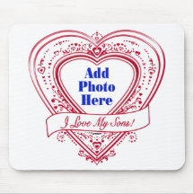 J'aime mes fils ! Coeurs de rouge de photo Tapis De Souris