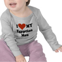 J'aime mes marchandises de chat de Mau d'Egyptien T-shirts