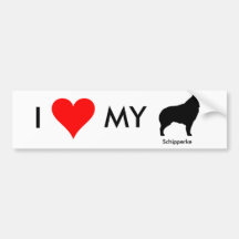 J'aime mon adhésif pour pare-chocs 2 de Schipperke Adhésif Pour Voiture