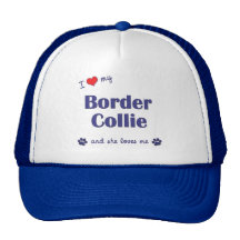 J'aime mon border collie (le chien femelle) casquettes