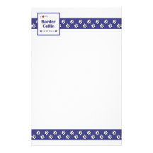 J'aime mon border collie (le chien femelle) papier à lettre customisable