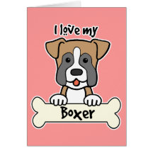 J'aime mon boxeur carte de vœux