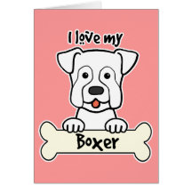 J'aime mon boxeur cartes de vœux