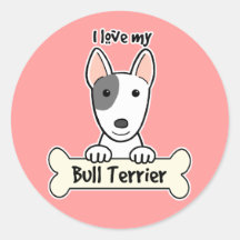 J'aime mon bull-terrier adhésifs ronds