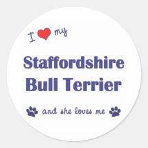 J'aime mon bull-terrier du Staffordshire (le chien Autocollant