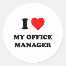J'aime mon directeur de bureau autocollants ronds