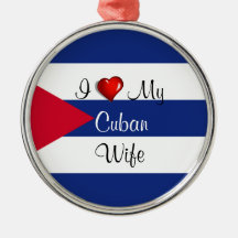 J'aime mon épouse cubaine - drapeau du Cuba Ornement De Noël
