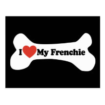 J'aime mon Frenchie - os de chien Carte Postale