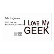 J'aime mon geek modèle de carte de visite