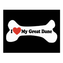 J'aime mon great dane - os de chien cartes postales