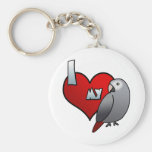 J'aime mon gris africain de Timneh Porte-clef