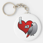 J'aime mon gris africain Keychain du Congo Porte-clefs