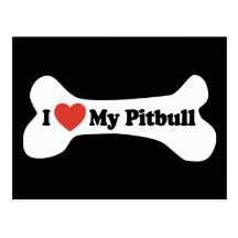 J'aime mon Pitbull - os de chien Carte Postale