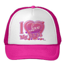 J'aime mon rose de BFFs/pourpre - coeurs Casquettes